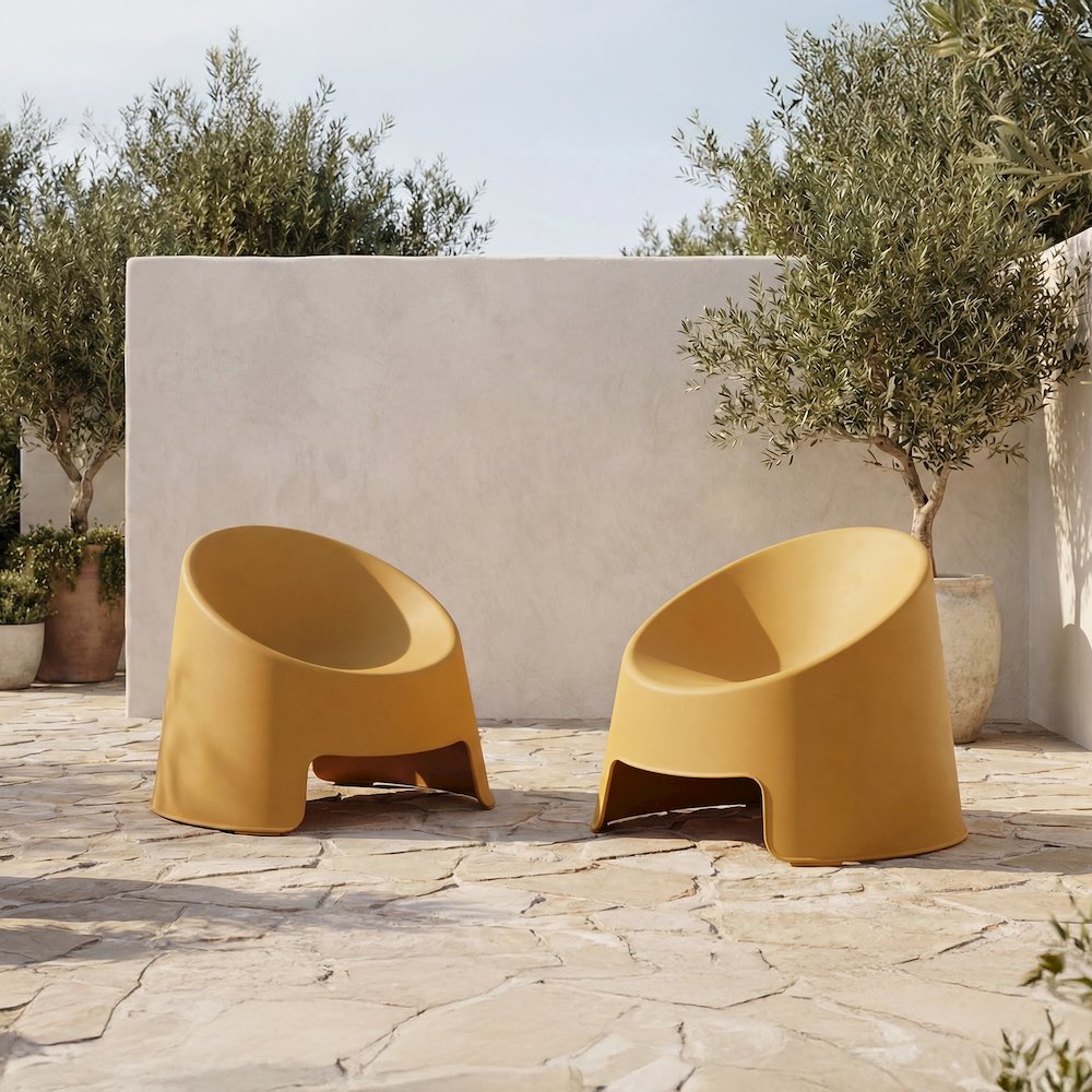Nolla Outdoor Accent Chair Set of Two Yellow. Picture 2