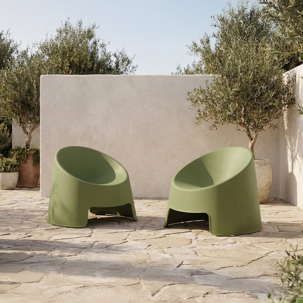 Nolla Outdoor Accent Chair Set of Two Green. Picture 2
