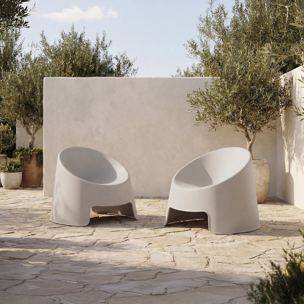 Nolla Outdoor Accent Chair Set of Two Light Grey. Picture 2