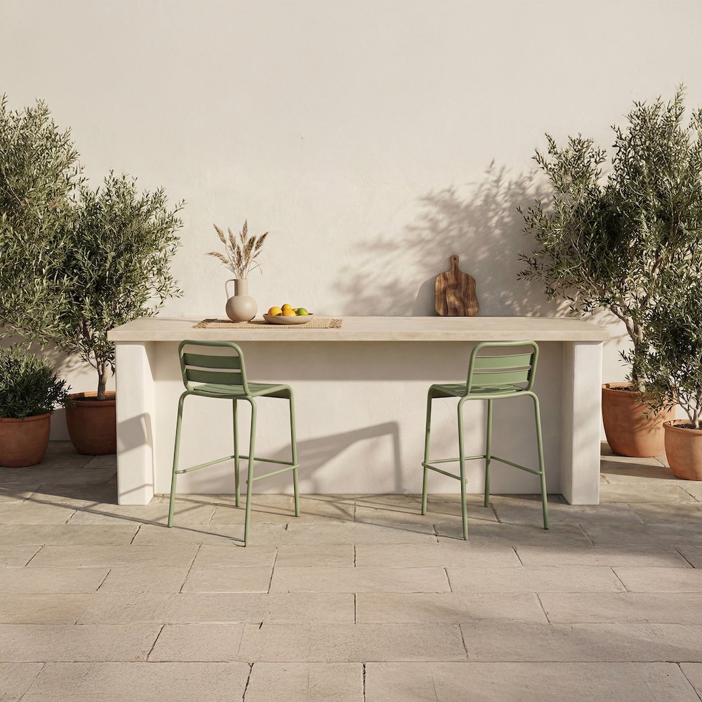 Kade Outdoor Bar Stool Green Set of Two. Picture 2