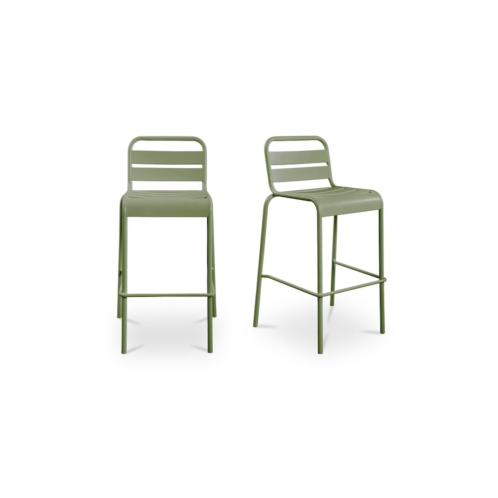 Kade Outdoor Bar Stool Green Set of Two. Picture 1