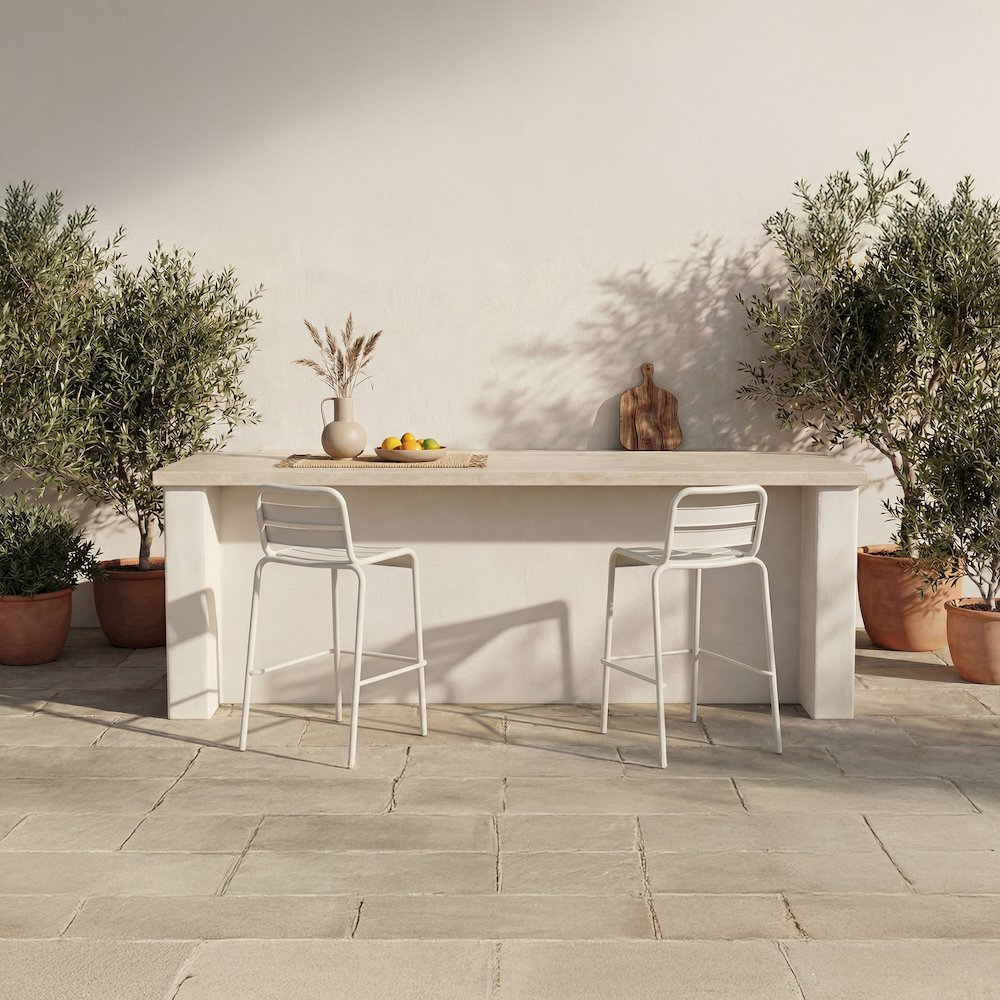 Kade Outdoor Bar Stool White Set of Two. Picture 2
