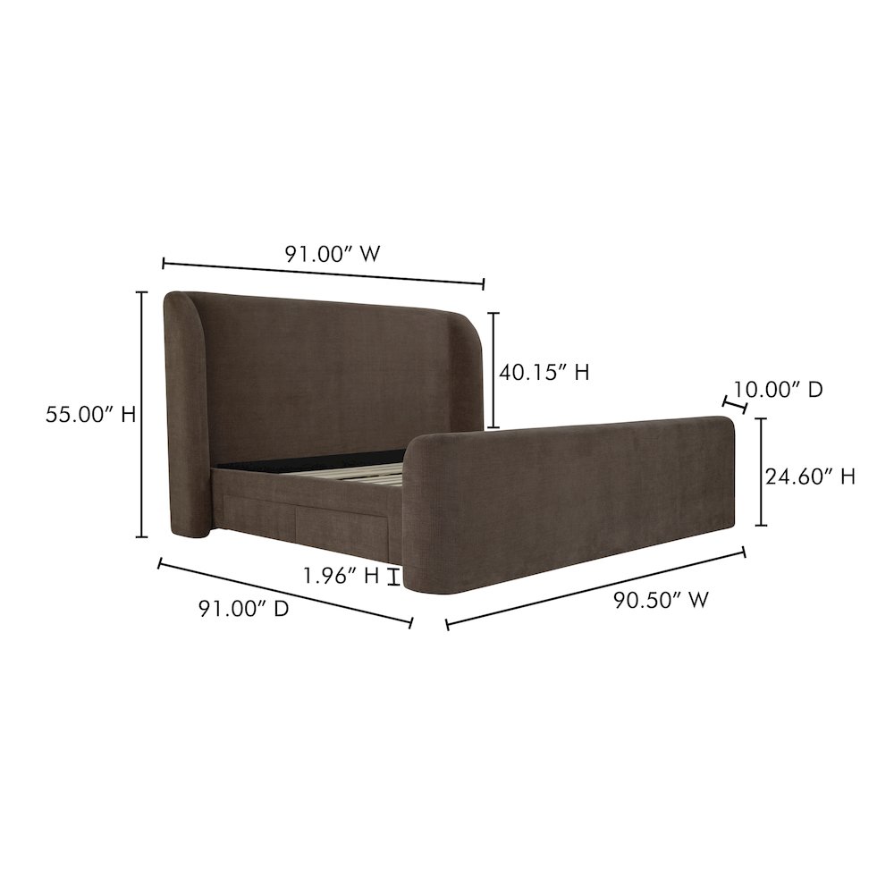 Sophia King Storage Bed Brown. Picture 16