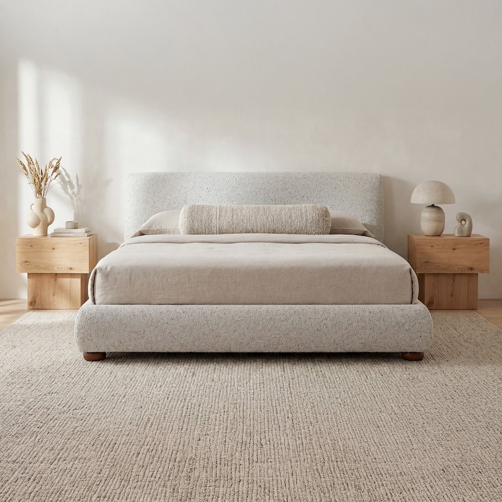 Beau Queen Storage Bed Speckled Light Grey. Picture 8