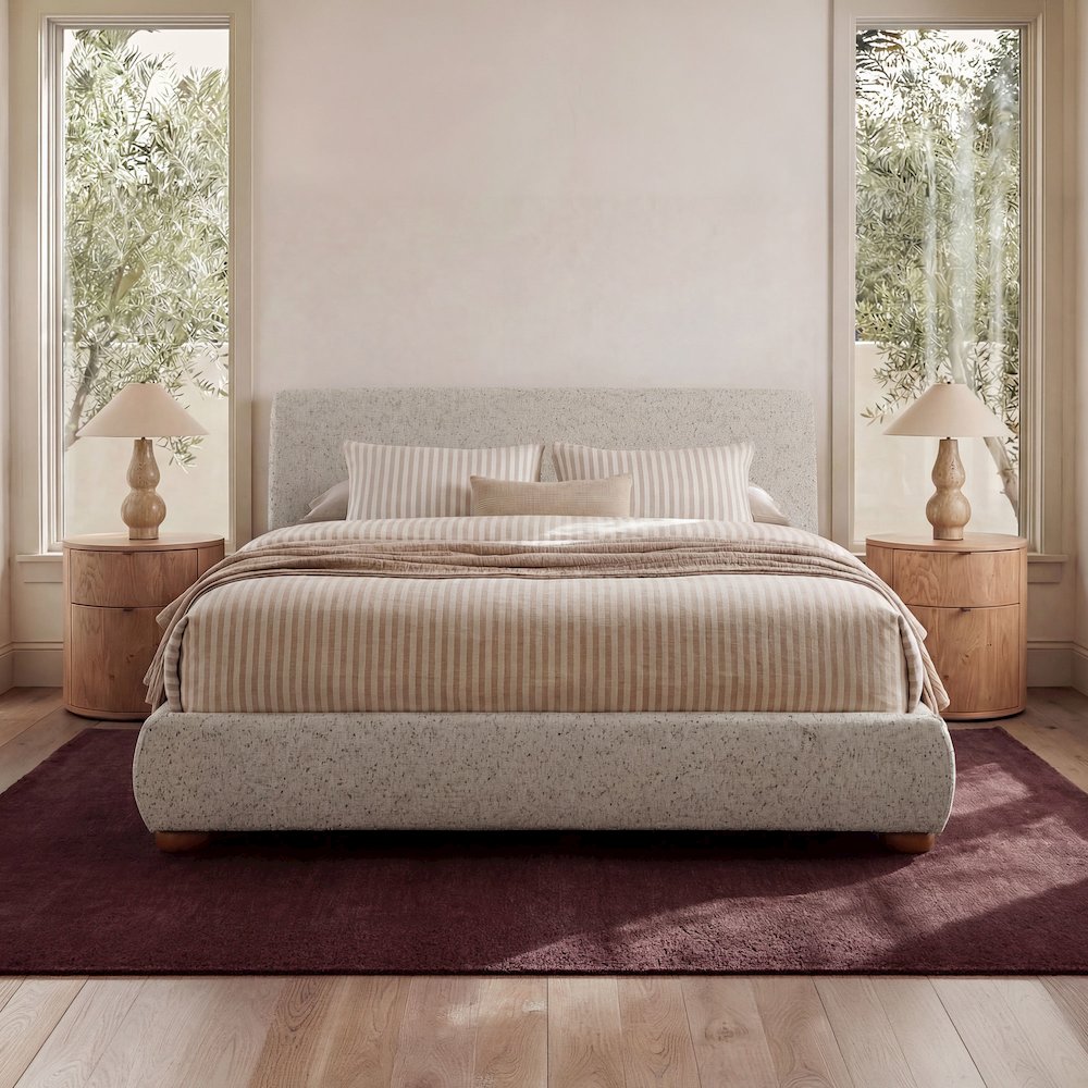 Beau Queen Storage Bed Speckled Light Grey. Picture 2