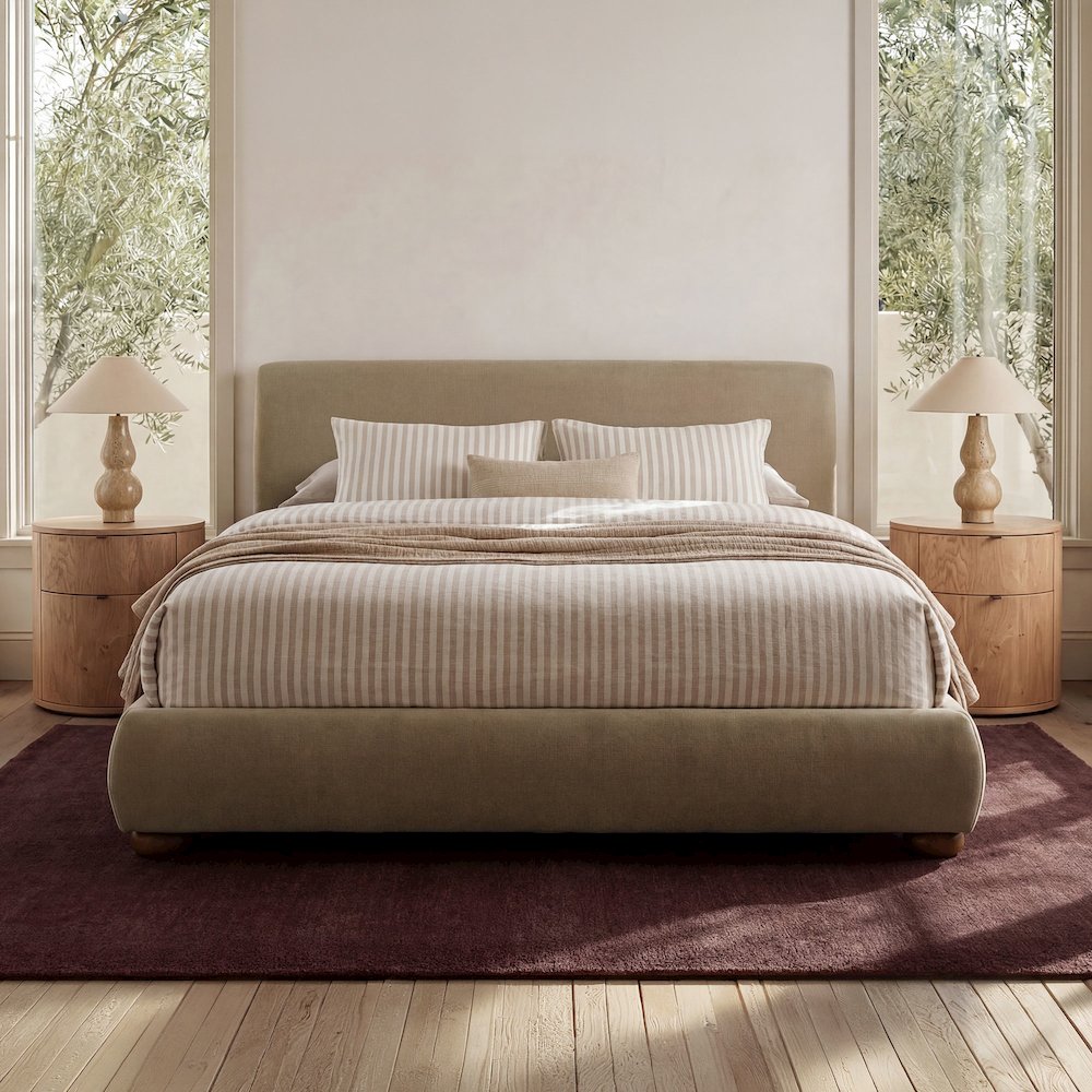 Beau Queen Storage Bed Warm Beige. Picture 2