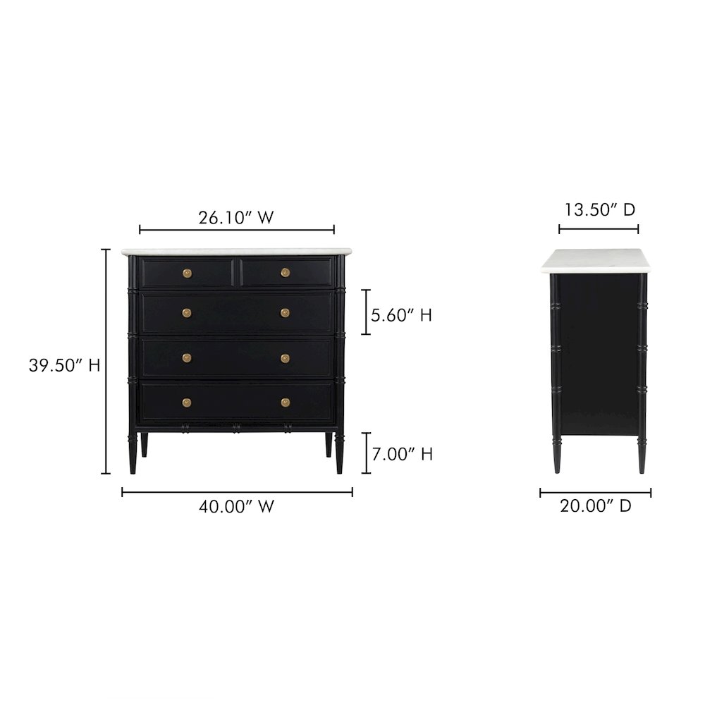 Eleanor 5 Drawer Chest Black. Picture 13