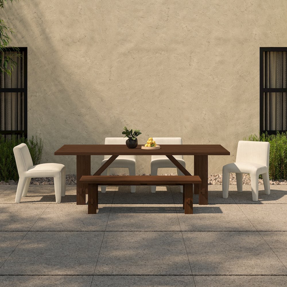 Esmond Outdoor Dining Bench Brown. Picture 8