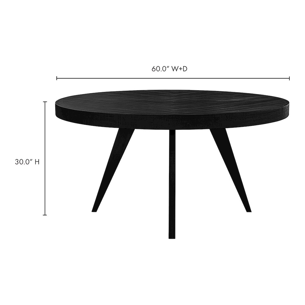 Parq 60 Inch Round Dining Table Black. Picture 16