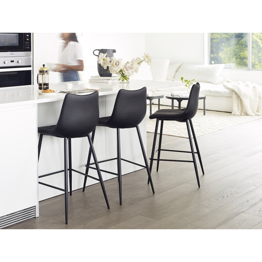 Alibi Counter Stool Matte Black - Set Of Two. Picture 9