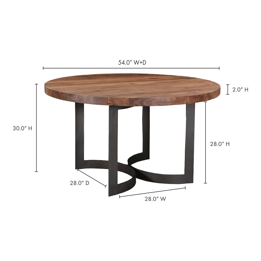 Bent Round Dining Table 54In Brown. Picture 16