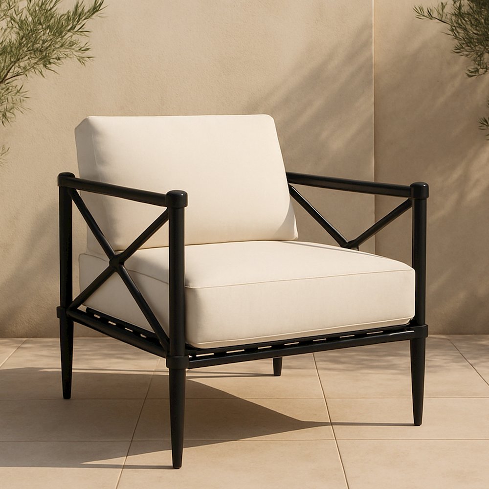Willow Outdoor Accent Chair Cream. Picture 7