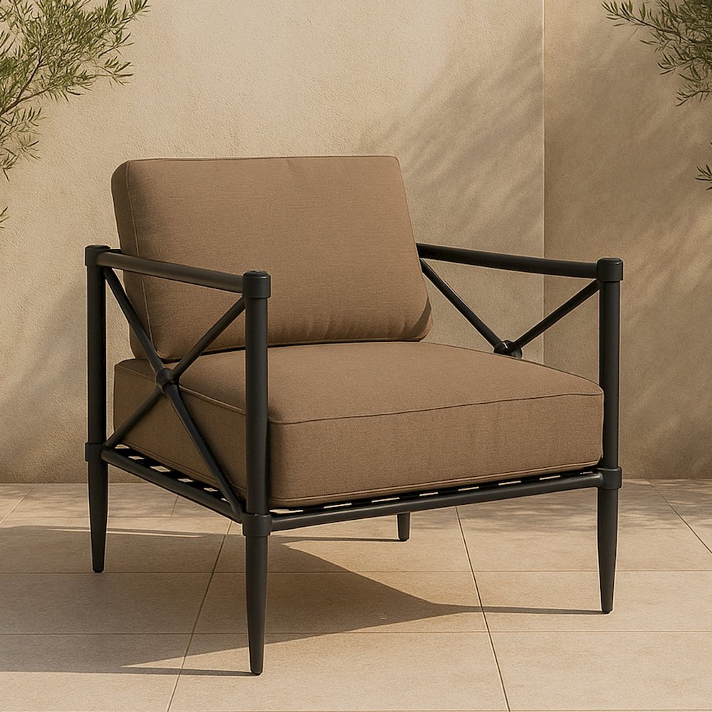 Willow Outdoor Accent Chair Light Brown. Picture 7