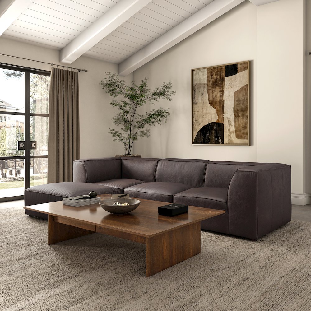 Form Corner Chair Espresso Brown Leather. Picture 6