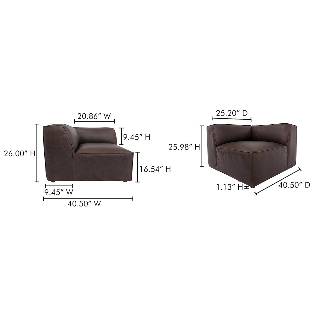 Form Corner Chair Espresso Brown Leather. Picture 7