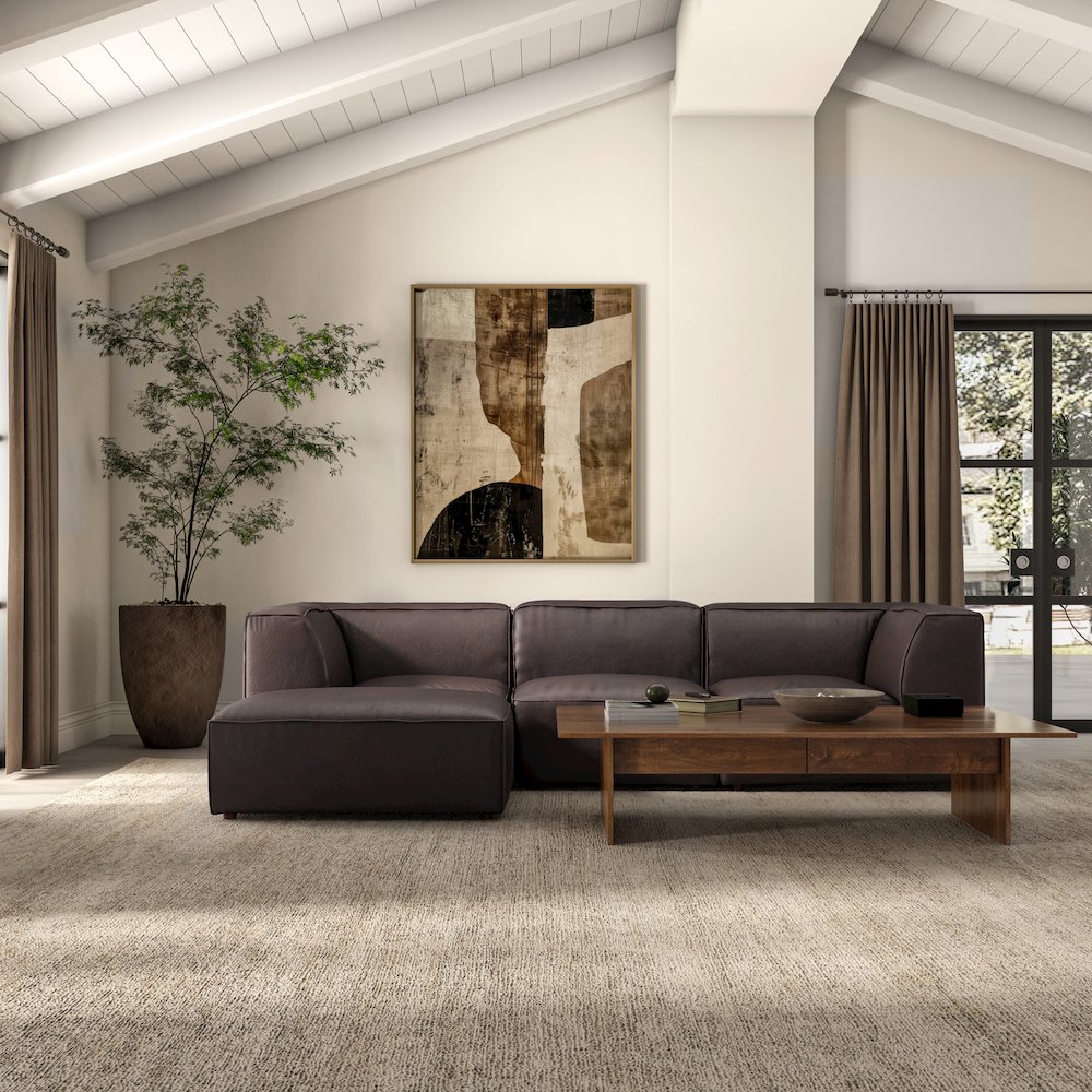 Form Ottoman Espresso Brown Leather. Picture 5