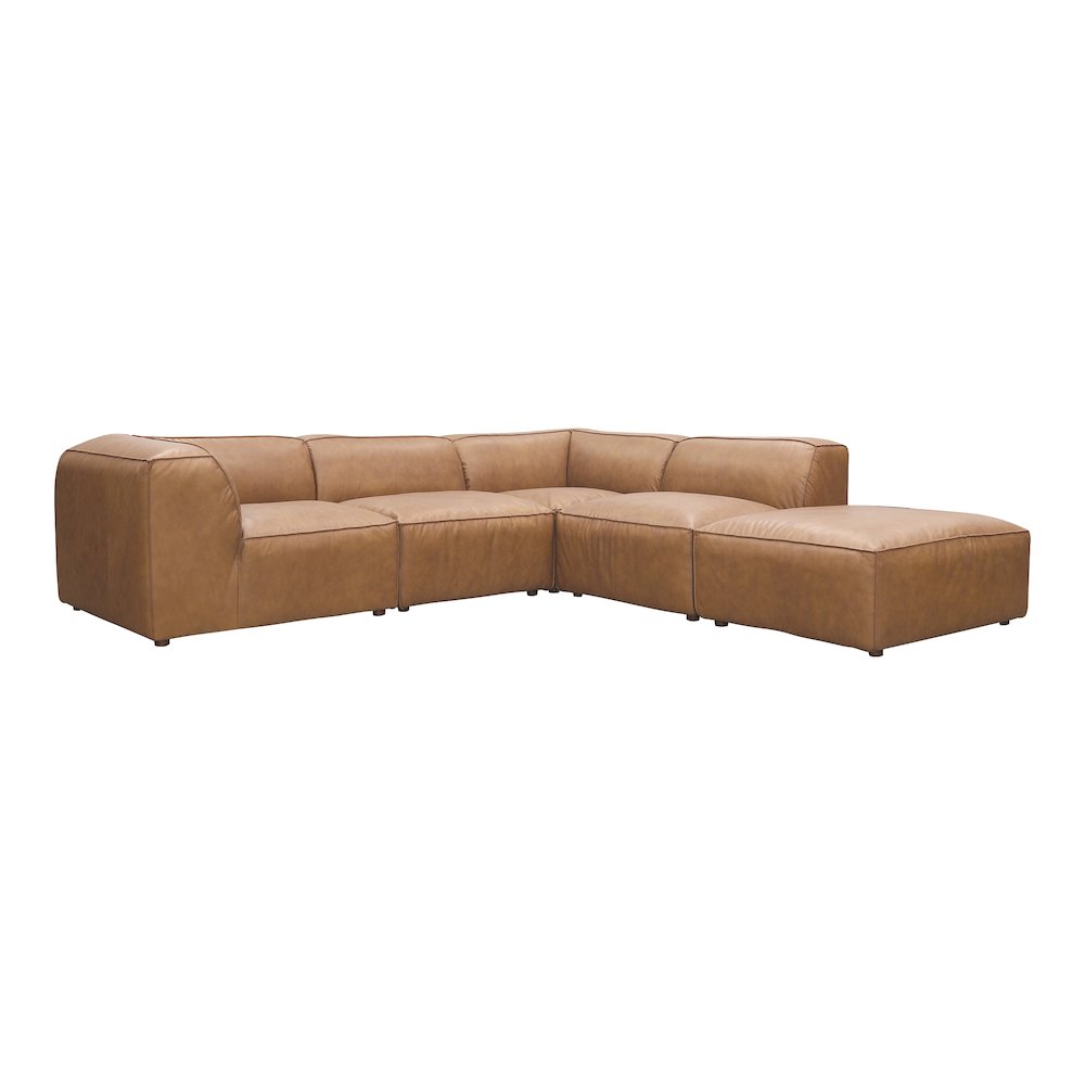 Form Classic L-Shaped Modular Sectional Sonoran Tan Leather. Picture 2