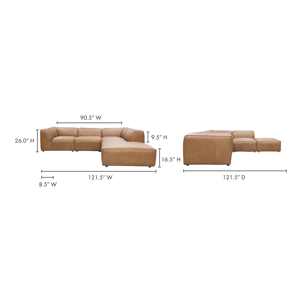 Form Classic L-Shaped Modular Sectional Sonoran Tan Leather. Picture 9