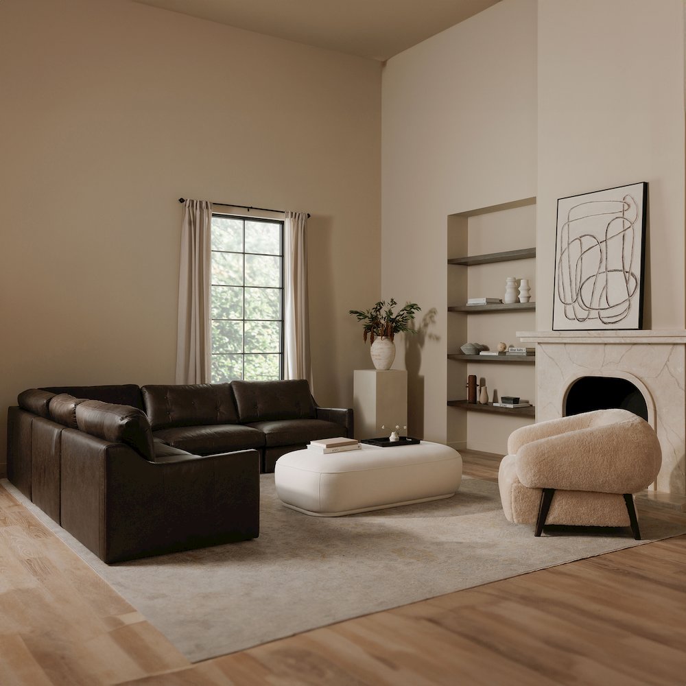 Thurlow Left Arm Facing Sofa Espresso Brown Leather. Picture 6