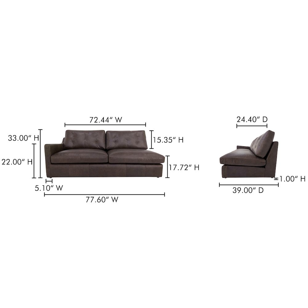 Thurlow Left Arm Facing Sofa Espresso Brown Leather. Picture 7