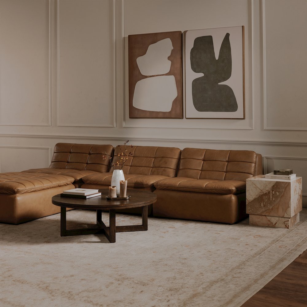 Lino Ottoman Tan Leather. Picture 9