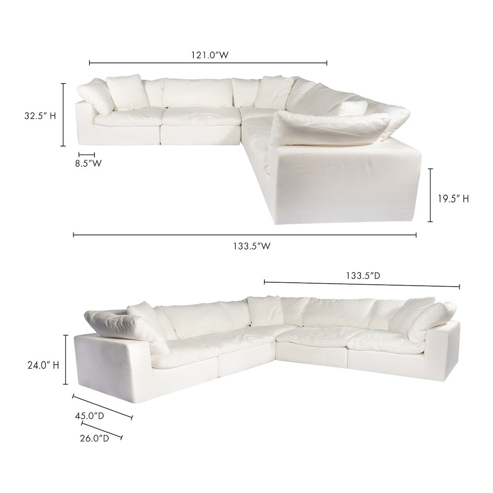 Clay Classic L-Shaped Modular Sectional Cream White. Picture 3