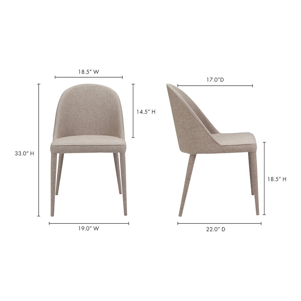 Burton Fabric Dining Chair Light Grey - Set Of Two. Picture 13