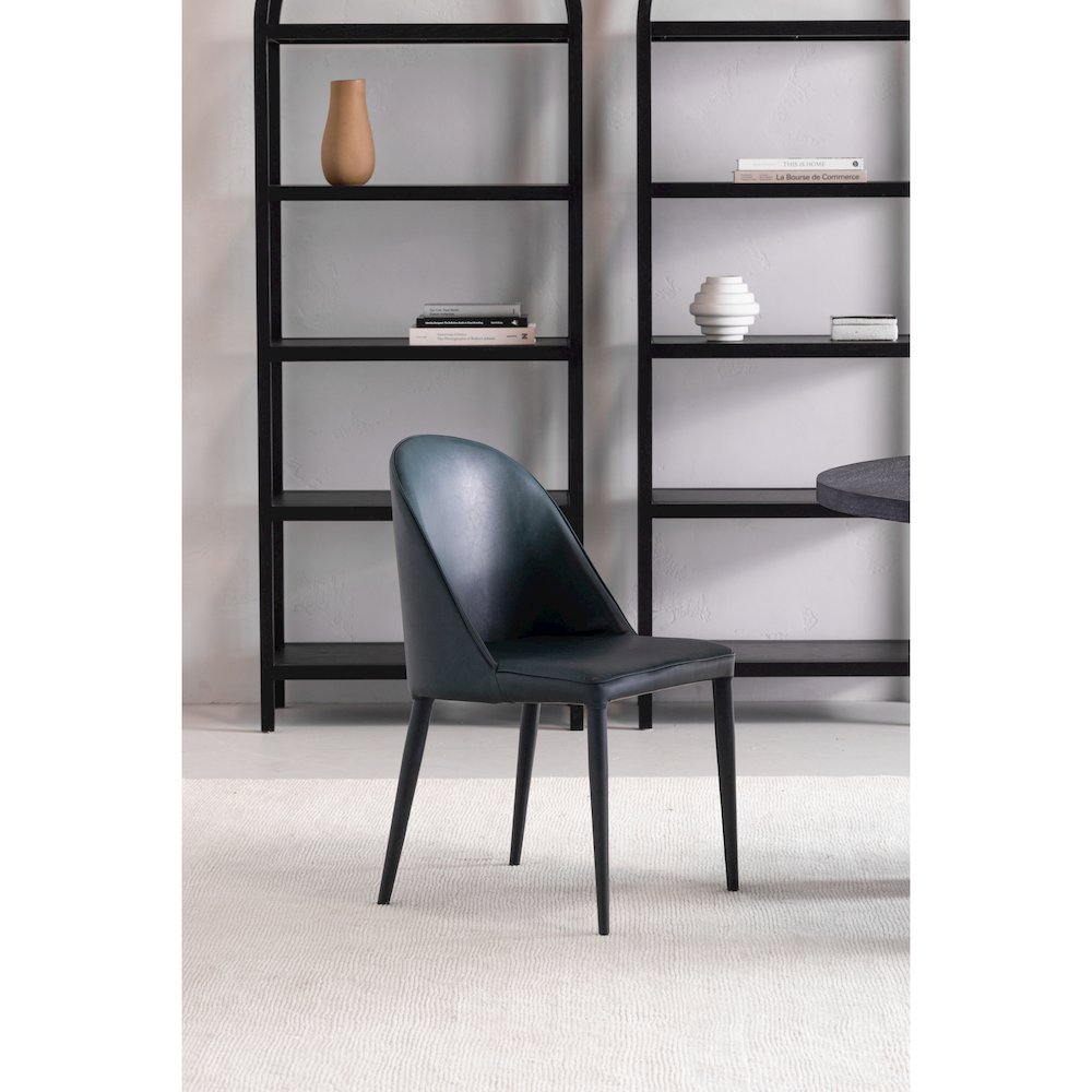 Burton Dining Chair Dark Teal Vegan Leather - Set Of Two. Picture 12