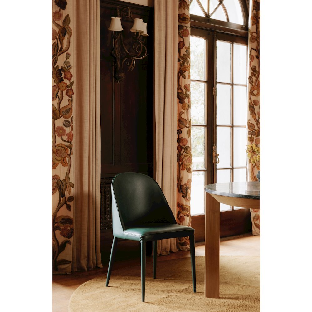 Burton Dining Chair Dark Teal Vegan Leather - Set Of Two. Picture 9