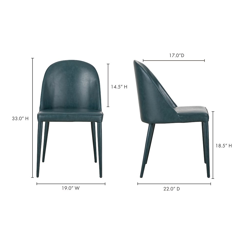 Burton Dining Chair Dark Teal Vegan Leather - Set Of Two. Picture 14