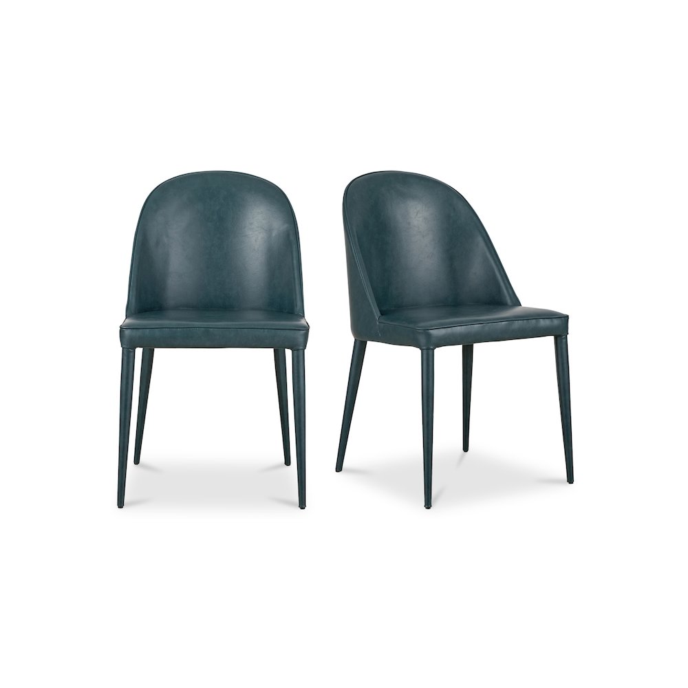 Burton Dining Chair Dark Teal Vegan Leather - Set Of Two. Picture 1