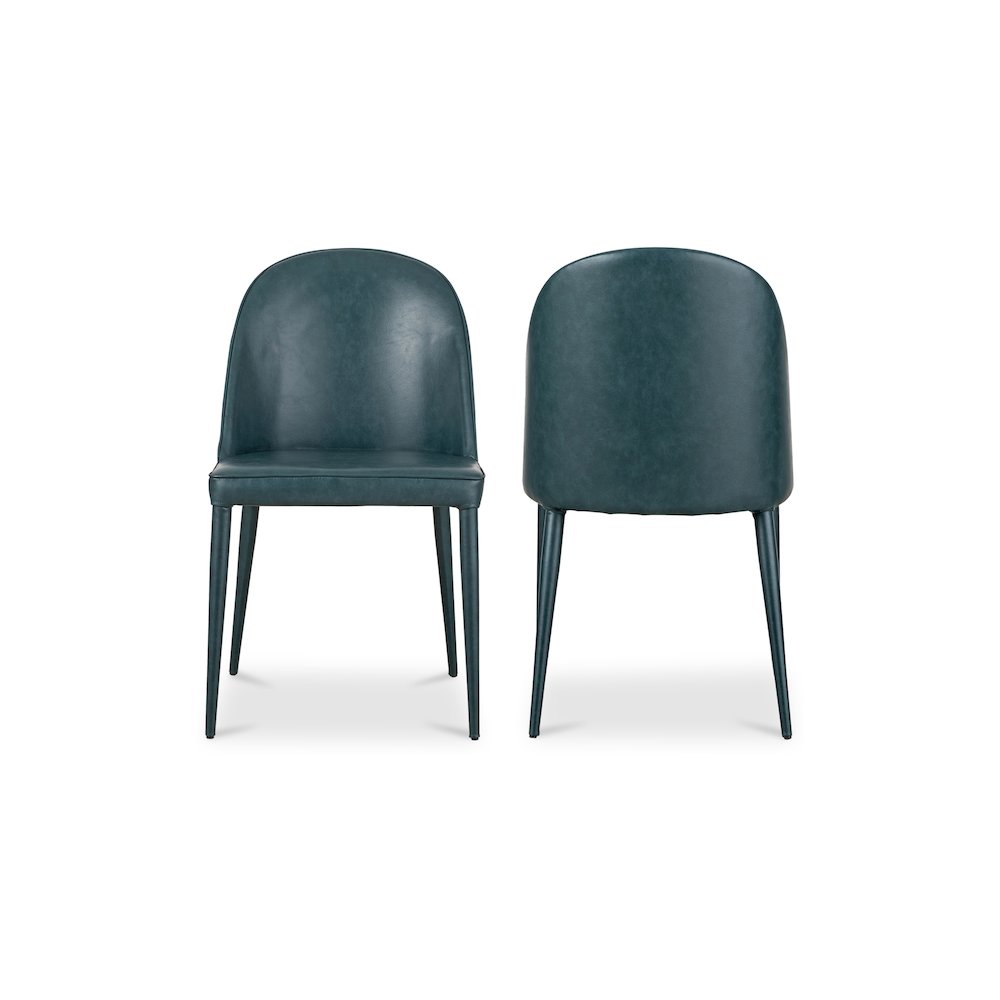 Burton Dining Chair Dark Teal Vegan Leather - Set Of Two. Picture 3