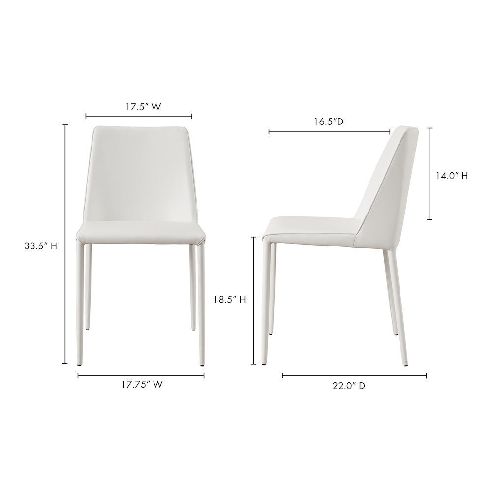 Nora Dining Chair White Vegan Leather - Set Of Two. Picture 11