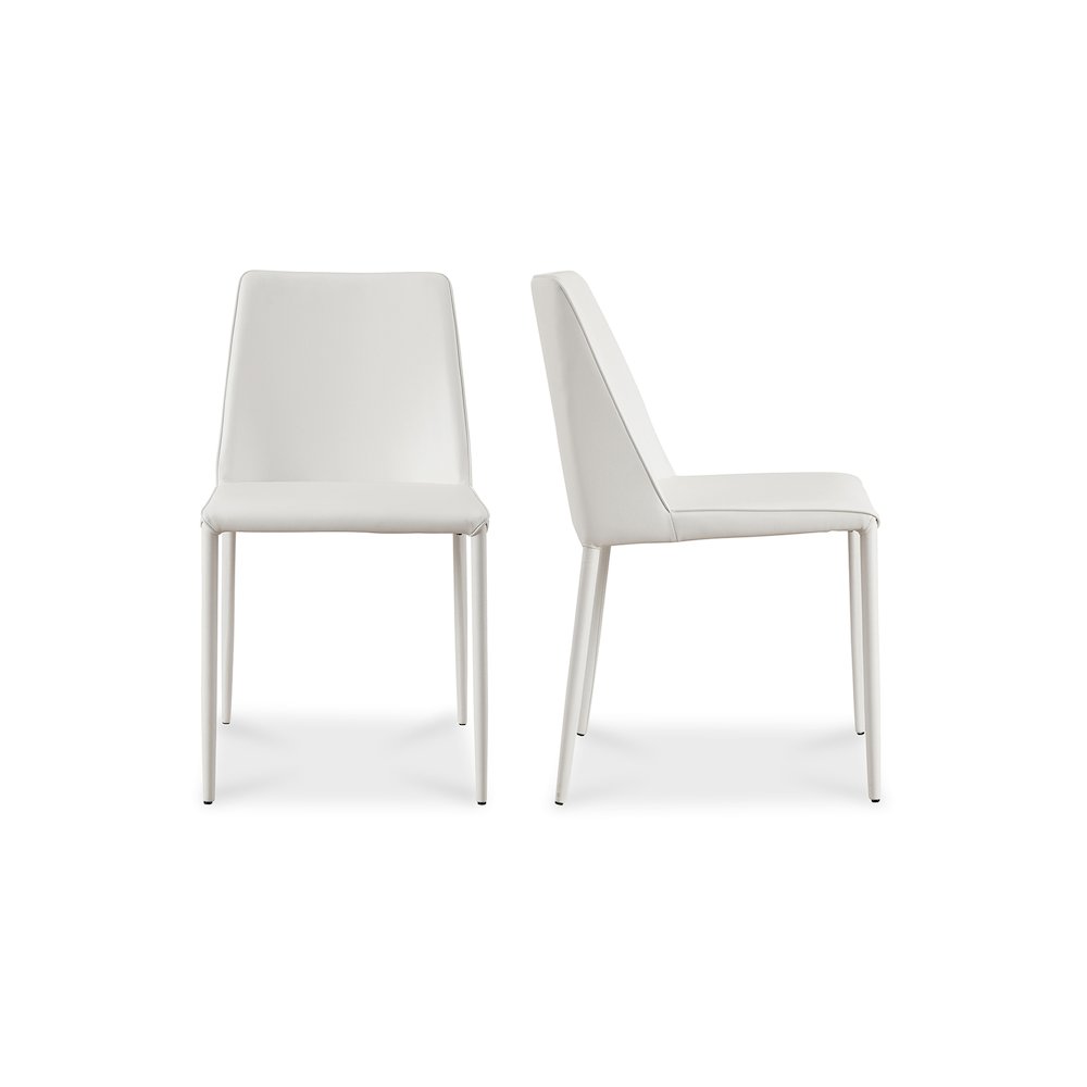 Nora Dining Chair White Vegan Leather - Set Of Two. Picture 1