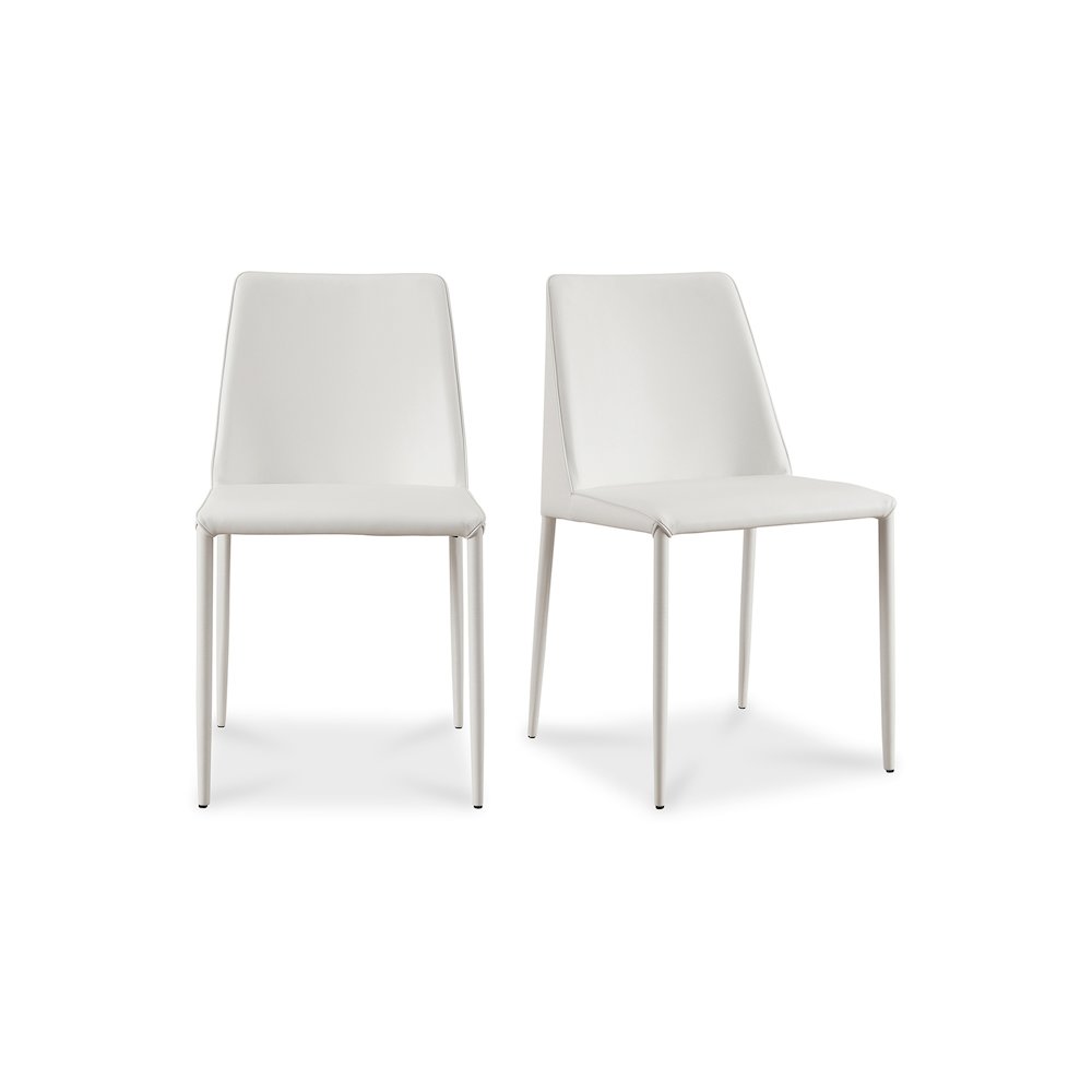 Nora Dining Chair White Vegan Leather - Set Of Two. Picture 2