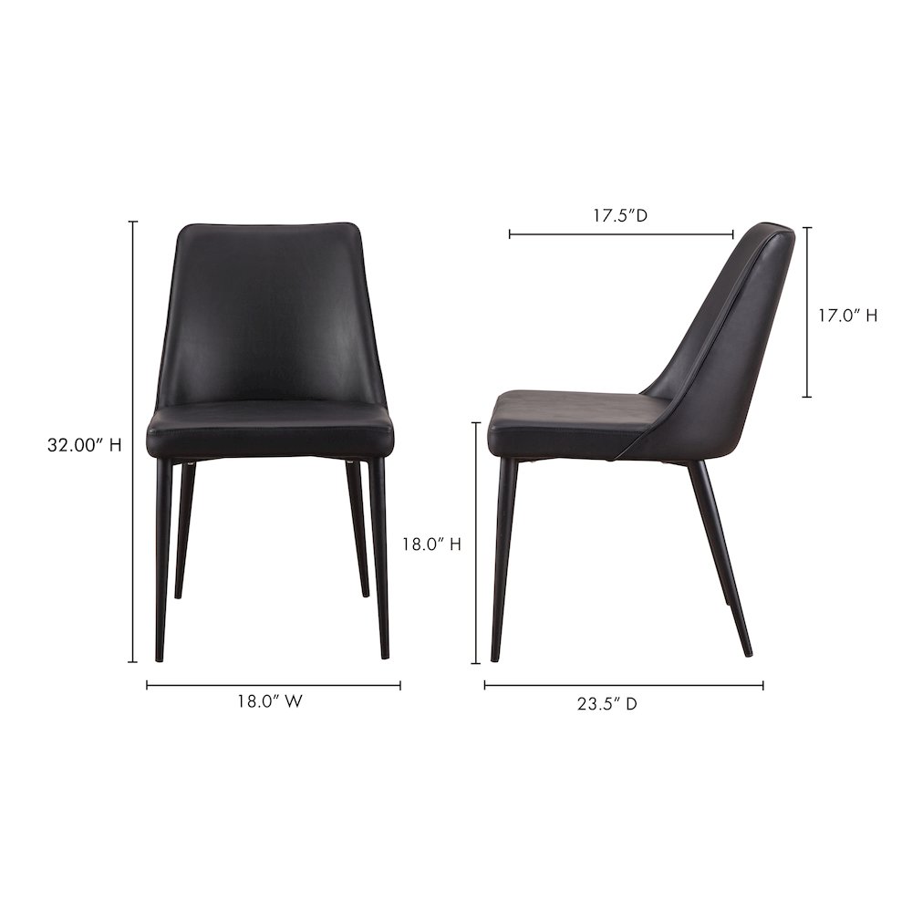 Lula Dining Chair Black Vegan Leather - Set Of Two. Picture 11