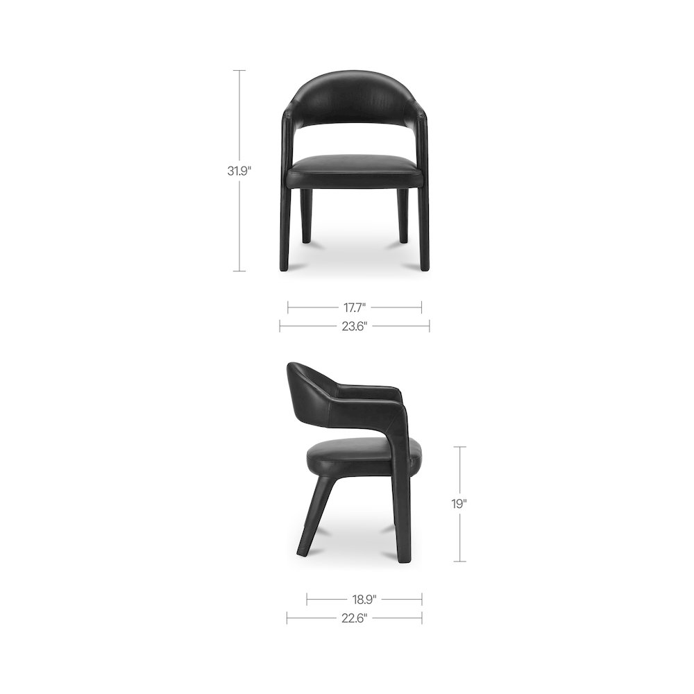 Martens Dining Chair Black Leather. Picture 3