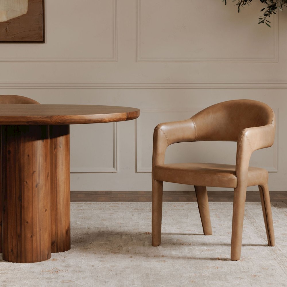 Martens Dining Chair Brown Leather. Picture 6