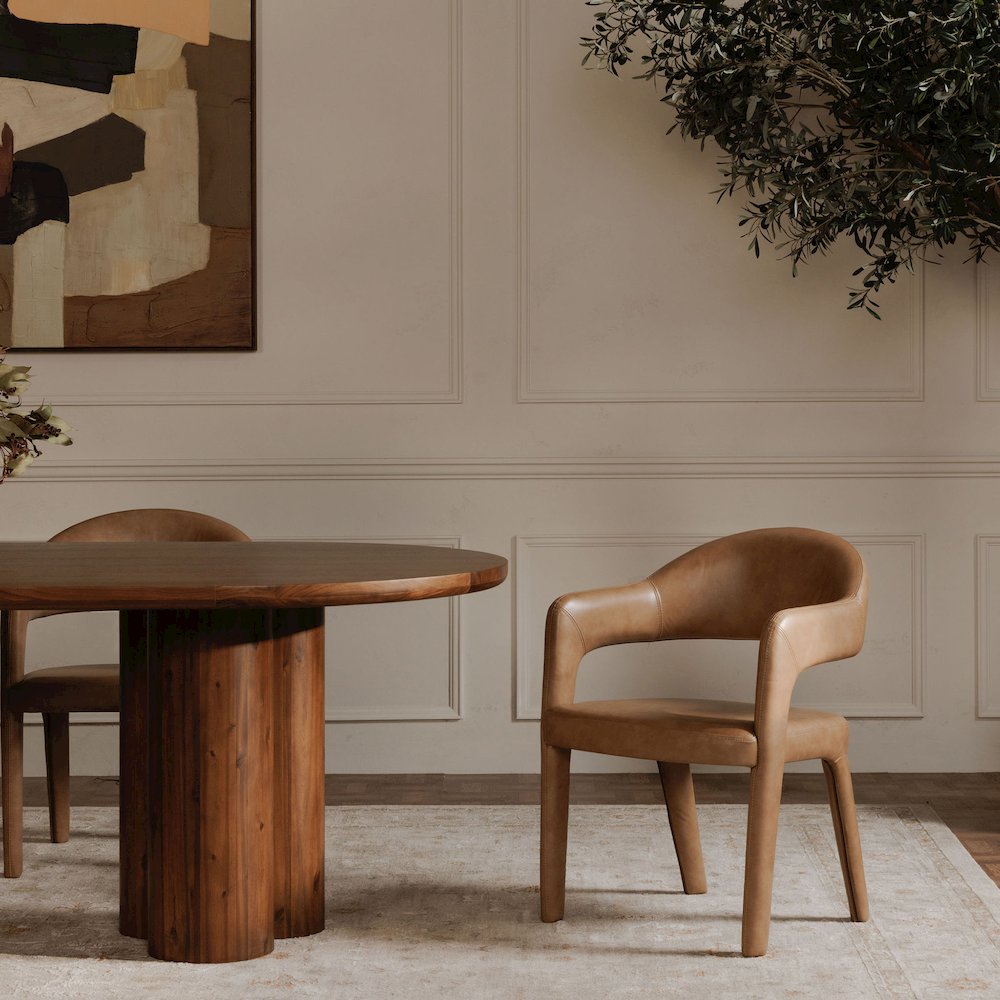 Martens Dining Chair Brown Leather. Picture 7
