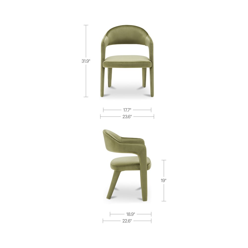Martens Dining Chair Green Velvet. Picture 3
