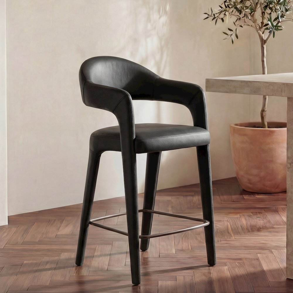 Martens Counter Stool Black Leather. Picture 2