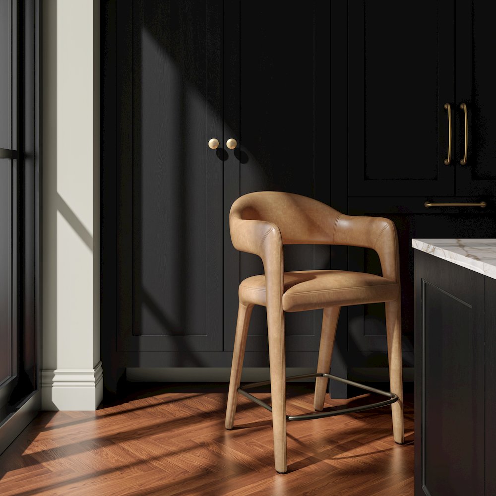 Martens Counter Stool Brown Leather. Picture 6