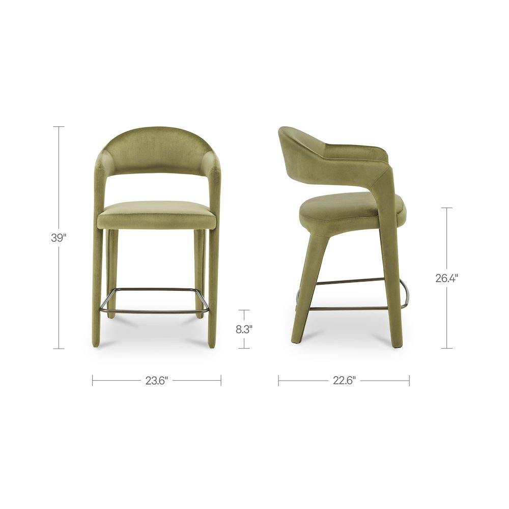 Martens Counter Stool Green Velvet. Picture 3