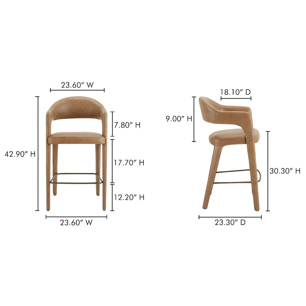 Martens Bar Stool Brown Leather. Picture 6