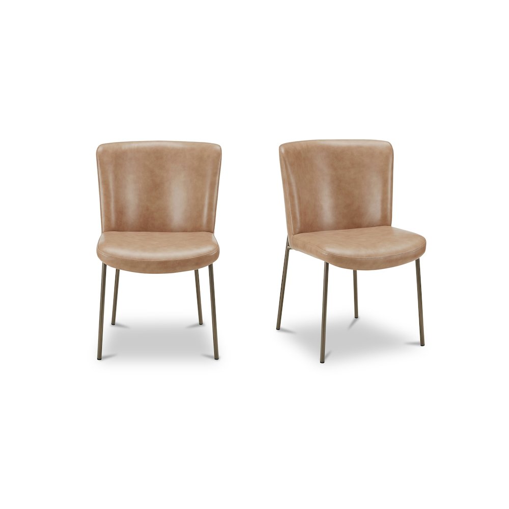Early Dining Chair Tan Leather-Set Of Two. Picture 1