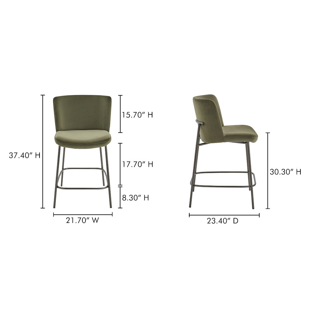Early Counter Stool Faux Green Mohair. Picture 9