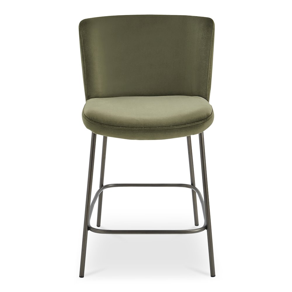 Early Counter Stool Faux Green Mohair. Picture 1