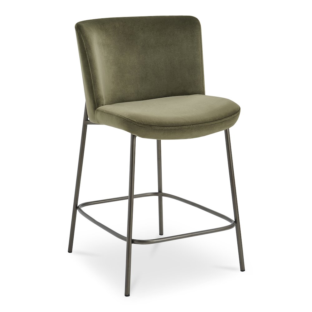 Early Counter Stool Faux Green Mohair. Picture 2