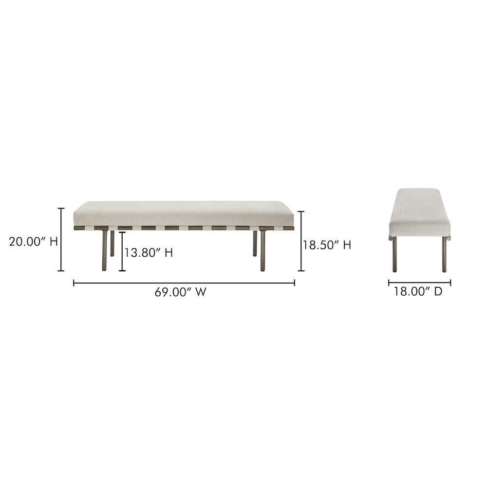 Carson Dining Bench Beige. Picture 7