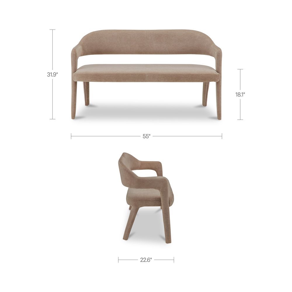 Martens Dining Bench Camel. Picture 3
